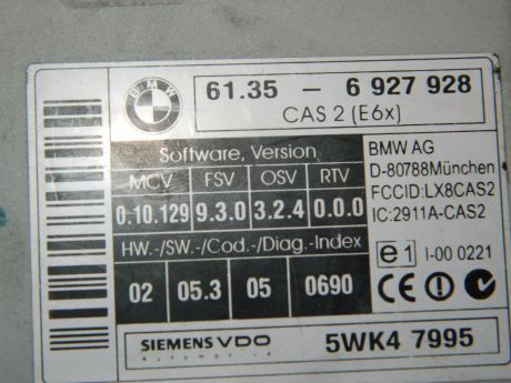 Modul CAS BMW Seria 5 E60/E61 2005-2010 6135-6927928