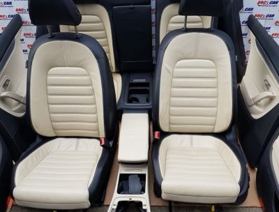 Interior din piele crem+negru complet VW Passat CC 2008-2016