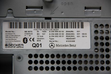 CD Player Mercedes C-Class W204 2008-2013 A2049006202