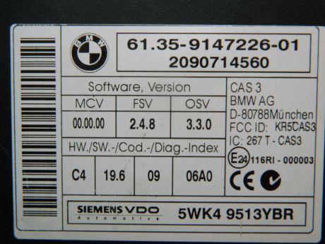 Modul control BMW Seria 3 E90/E91 2.0 TDI 2005-2012 6135-9147226-01